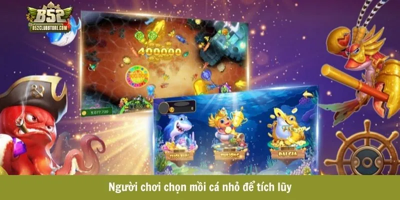 Người chơi chọn mồi cá nhỏ để tích lũy Người chơi chọn mồi cá nhỏ để tích lũy